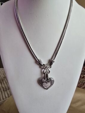 Lia Sophia "Love Dust" Silver Heart Pendant Necklace with Crystal Accents